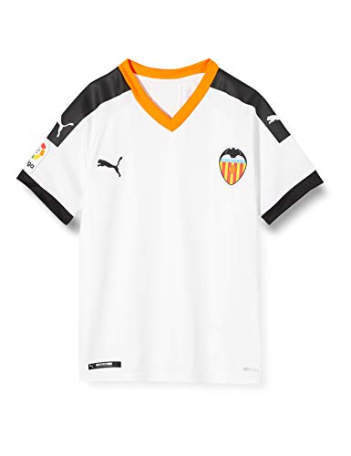 Puma Valencia CF Temporada 2020/21-Home Shirt Replica Jr Camiseta Primera EquipaciÃ³n, Unisex, White Black-Vibrant Orange, 152