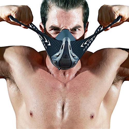 FDBRO Máscaras máscaras de Deportes, Estilo Negro, máscara;scara para Entrenamiento y acondicionamiento de Gran altitud, máscara scara Deportiva 2.0 (Fibra de Carbono, Medium(70kg-100kg))